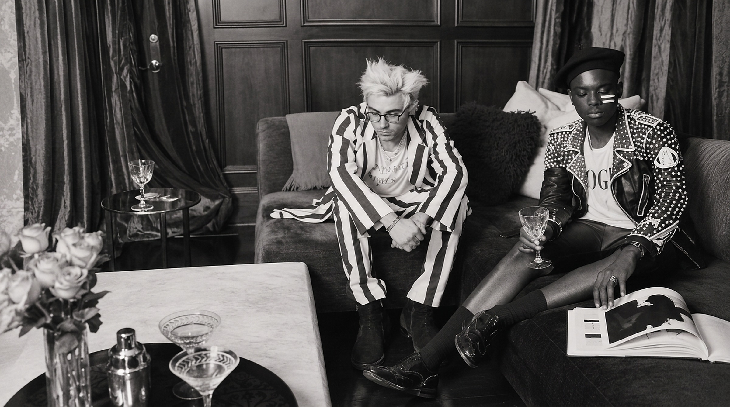 Henri Alexander Levy (left, striped suit) and Jean-Claude Kalí (right, beret)